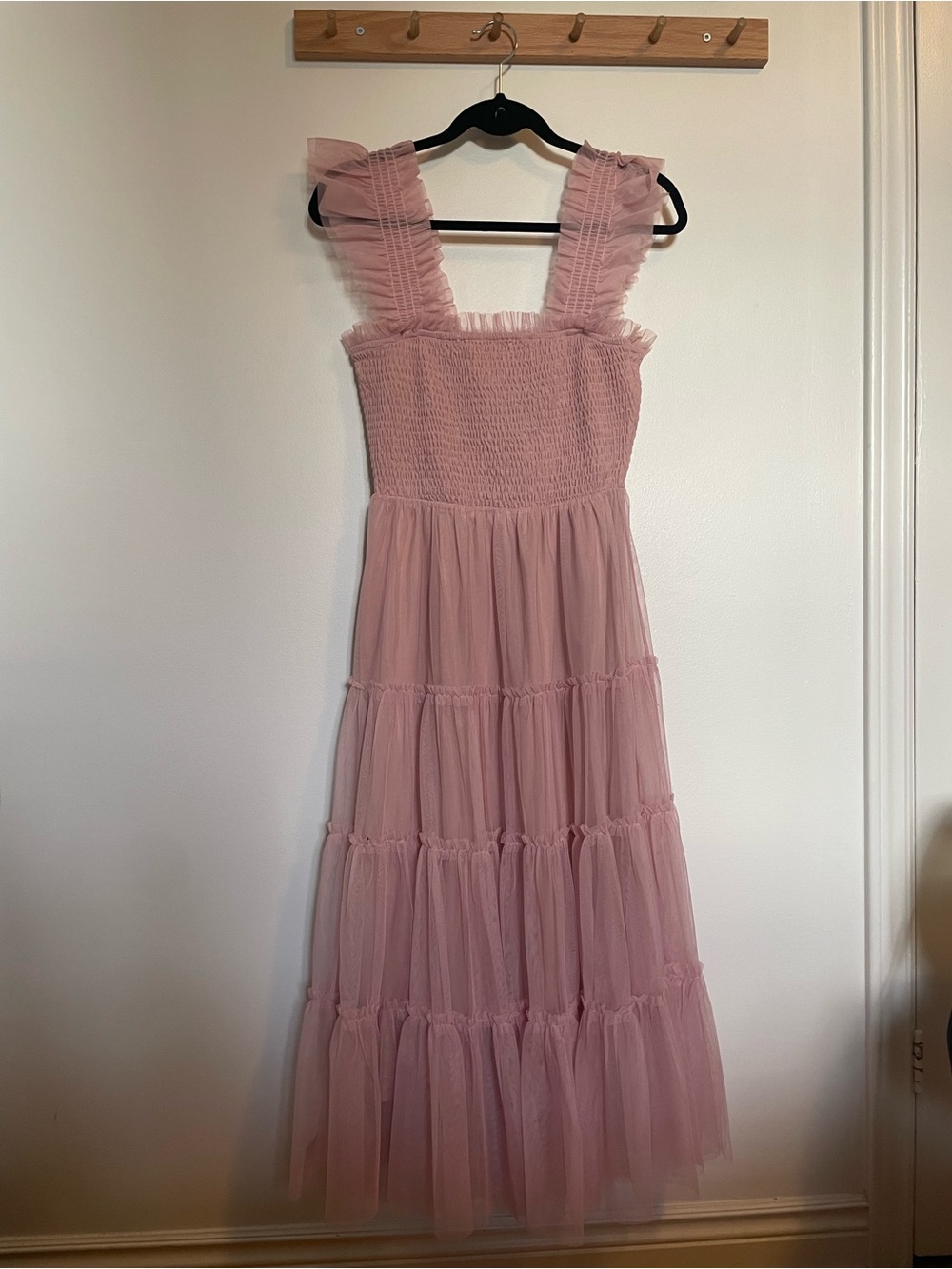 Listicle Blush Pink Ruffled Tiered Maxi Dress